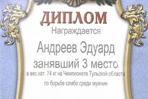 Диплом / сертификат №9 — Андреев Эдуард Владимирович