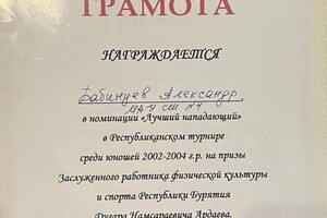 Диплом / сертификат №4 — Бабинцев Александр Олегович