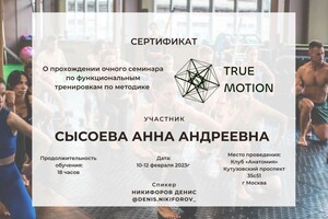 Диплом / сертификат №5 — Сысоева Анна Андреевна