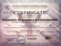 Диплом / сертификат №11 — Бордзань Екатерина Вячеславовна