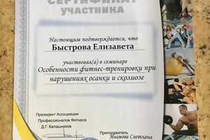 Диплом / сертификат №14 — Быстрова Елизавета Николаевна