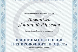 Диплом / сертификат №29 — Казанджи Дмитрий Юрьевич