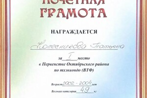 Диплом / сертификат №6 — Колесникова Татьяна Витальевна