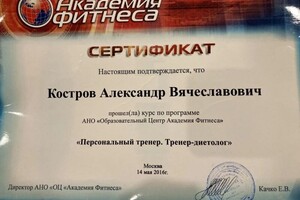 Диплом / сертификат №1 — Костров Александр Вячеславович