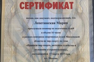 Диплом / сертификат №1 — Лепетинская Мария Николаевна