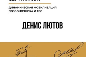 Диплом / сертификат №10 — Лютв Денис Алексеевич