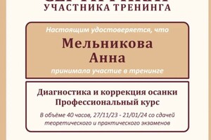 Диплом / сертификат №11 — Мельникова Анна Евгеньевна