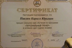 Сертификат — Павлюк Кирилл Юрьевич