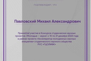 Диплом / сертификат №5 — Павловский Михаил Александрович