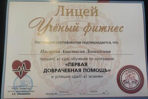 Диплом / сертификат №6 — Писарева Анастасия Леонидовна