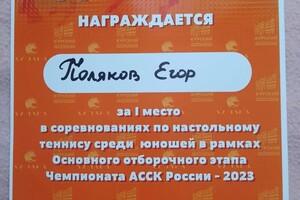 Диплом / сертификат №8 — Поляков Егор Андреевич