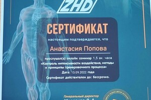 Диплом / сертификат №7 — Попова Анастасия Владимировна