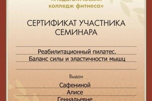 Диплом / сертификат №1 — Сафенина Алиса Геннадьевна