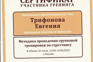 Диплом / сертификат №16 — Трифонова Евгения Алексеевна