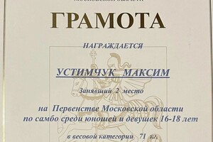 Диплом / сертификат №3 — Устимчук Максим Александрович