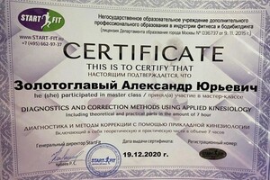 Диплом / сертификат №5 — Золотоглавый Александр Юрьевич