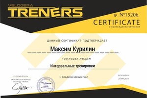 Диплом / сертификат №15 — Курилин Максим Сергеевич