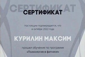 Диплом / сертификат №5 — Курилин Максим Сергеевич