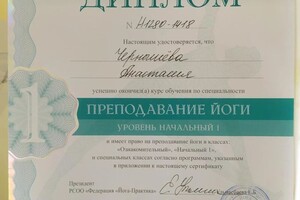 Чернышева Анастасия Павловна — Диплом / сертификат №1