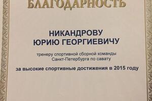 Благодарность — Никандров Юрий Георгиевич