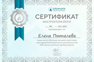 Диплом / сертификат №1 — Пыталева Елена Владимировна