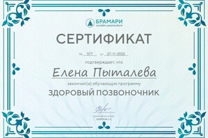 Диплом / сертификат №3 — Пыталева Елена Владимировна