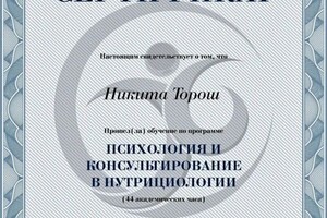 Диплом / сертификат №6 — Торош Никита Станиславович