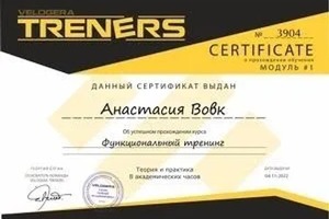 Диплом / сертификат №1 — Вовк Анастасия Эдуардовна