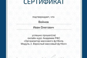 Диплом / сертификат №5 — Войнов Иван Олегович