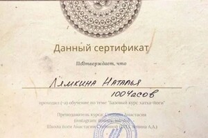 Диплом / сертификат №7 — Лямкина Наталья Николаевна