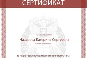 Диплом / сертификат №5 — Назарова Катерина Сергеевна