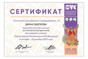 Диплом / сертификат №15 — Ощепкова Диана Олеговна