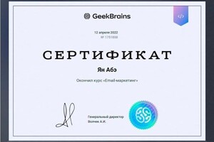 Диплом / сертификат №7 — Абэ Ян Николаевич