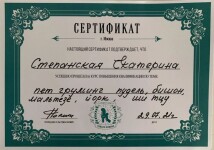 Диплом / сертификат №12 — Степанская Екатерина Владимировна