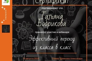 Диплом / сертификат №4 — Бобрикова Татьяна Николаевна