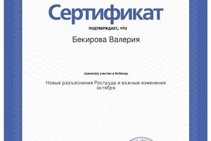 Диплом / сертификат №14 — Небутова Валерия Вячеславовна